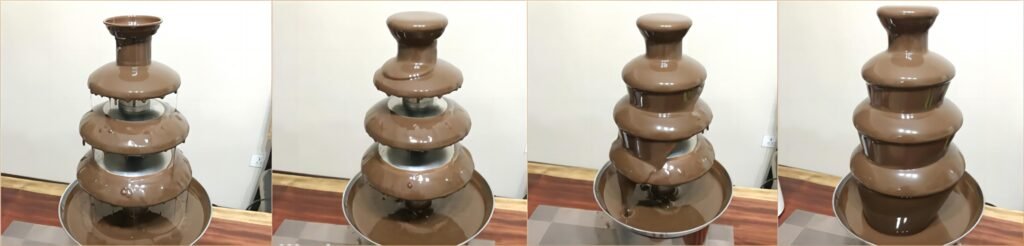 La macchina per il cioccolato con fontana funziona passo